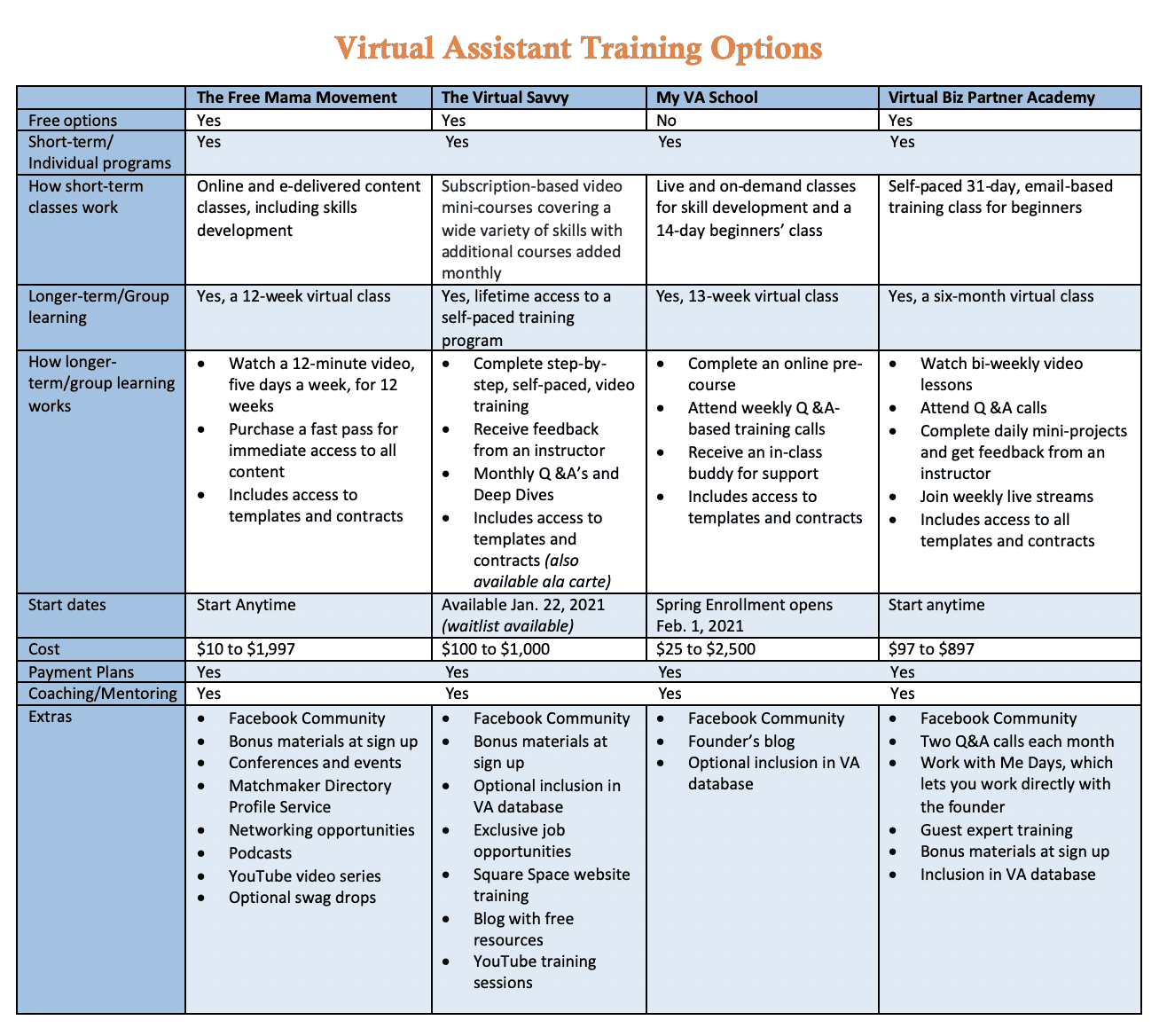 VA Training Options